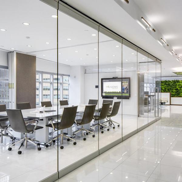 Customized 8mm Glass Partition Doors Dust Resistant And Sound Insulation