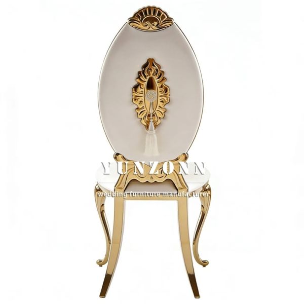 Furniture Factory Direct Sales of Stainless Steel Gold-plated Classic-style High-back Chairs Suitable for Weddings and Banquets