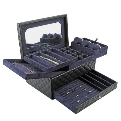 SGS Personalised Leather Travel Jewellery Box With Drawers Contemporary Design