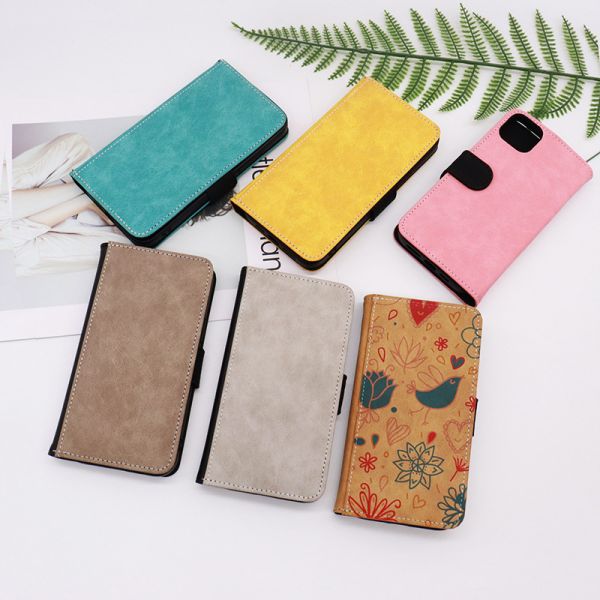 Iphone colored Leather Sublimation Flip Phone Case Custom Cell Phone Case