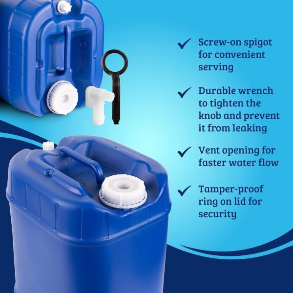Stackable Water Storage Containers With Lids, Emergency Water Storage Kit Spigots And Water Preserver Bottles