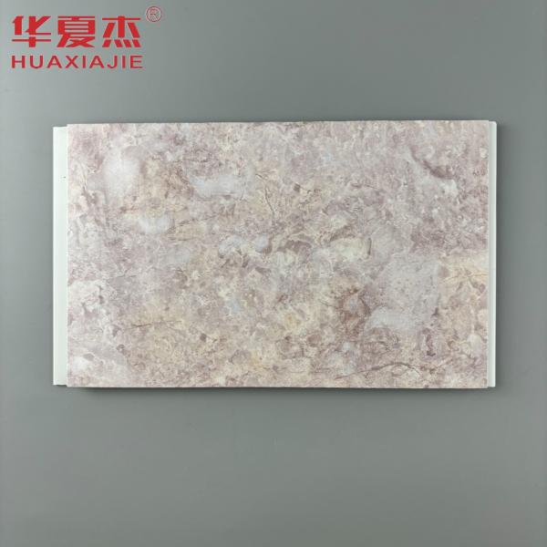 Durable Pearlescent Hot Stamping PVC Wall Panel In Prink Marble Design For Waterproof Residential Decor