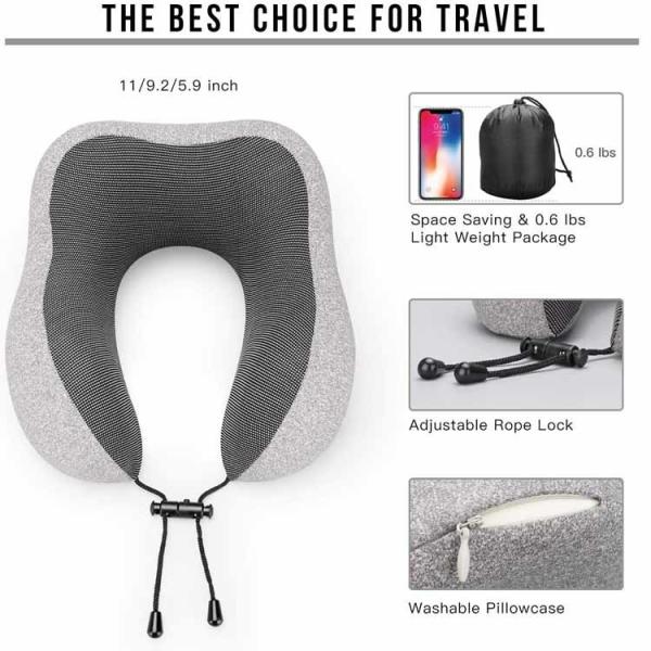 Polyurethane Memory Foam U-Shaped Neck Pillow for Rest and Comfortable Traveling Relief
