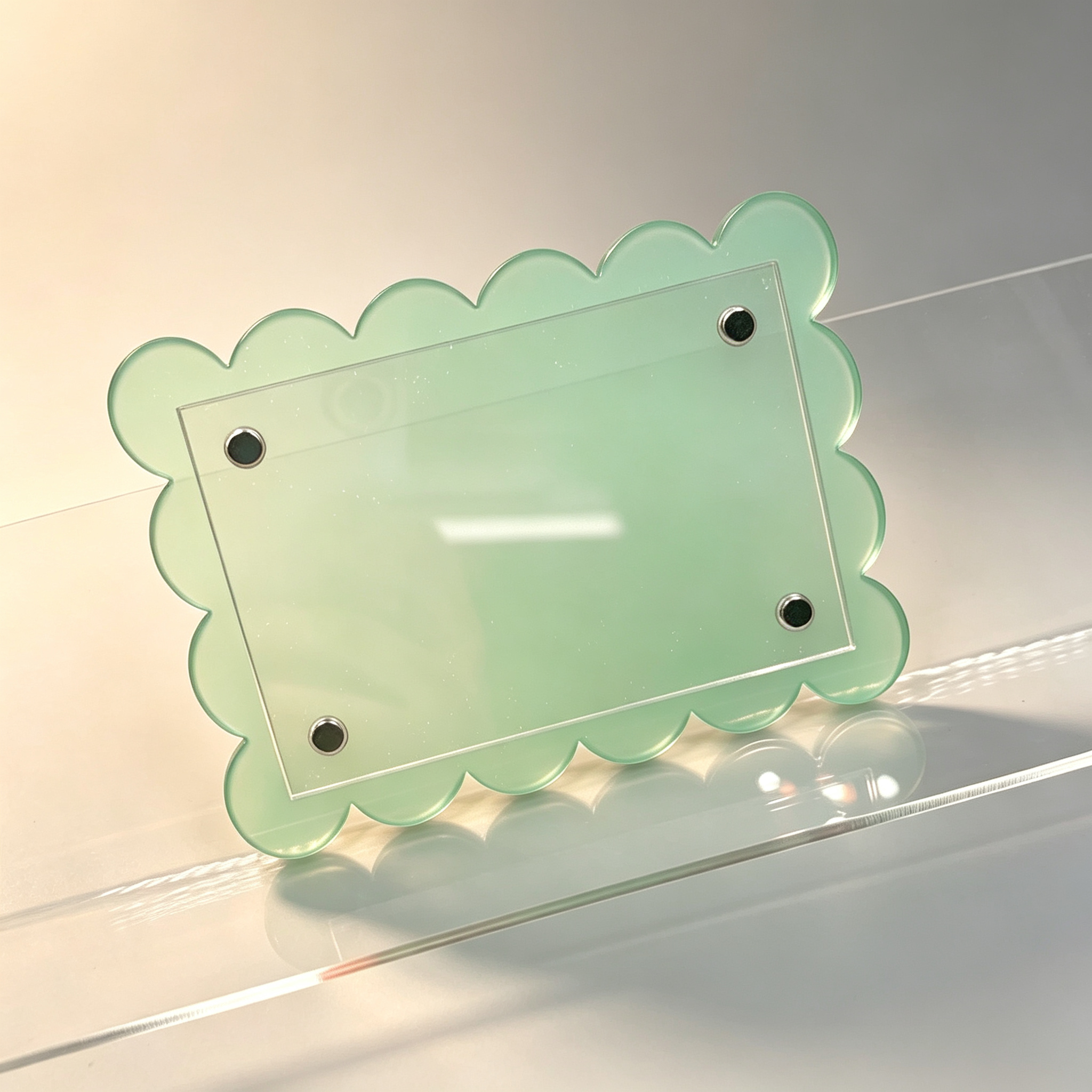 Scalloped Edge Acrylic Magnetic Photo Frame, Fridge Magnet Picture Holder For Instax Mini Photos