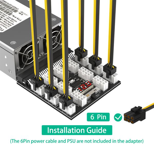 Upgrade Version ATX Power Supply Breakout Board with 1200W Power Support Digital Temperature and LED Voltage Display for Mining