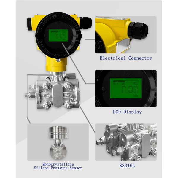 FRD SENSOR 3051SDP Smart Explosion-Proof High Precision Monocrystalline Silicon Differential Pressure Transmitter DP Sensor