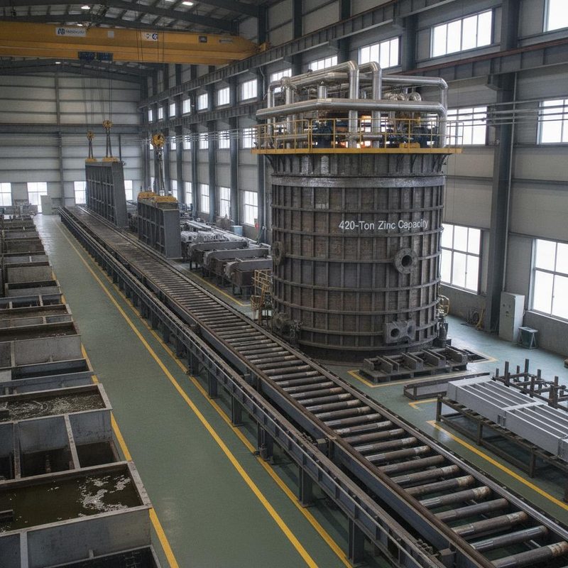 420-Ton Zinc Capacity | Natural Gas Straight-Line Hot-Dip Galvanizing Production Line | Large-Scale Steel Component Batch Galvanizing & Surface Treatment System