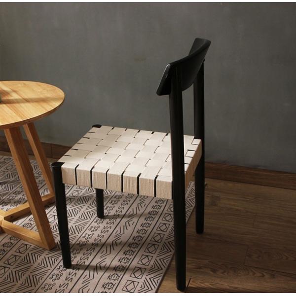 Solid Wood Braided Seat Dining Chair Furniture Finish Lacquered With Customized Designs For Restaurant Dining