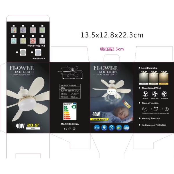 Small Size Flower Fan Light Solar Mini Ceiling Lights With Fan and Support Dimmer Yes