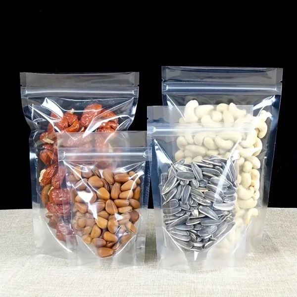 Premium Quality Zip Lock Resealable Stand up Pouch Full Clear Plastic Packaging Bag for Food Storage