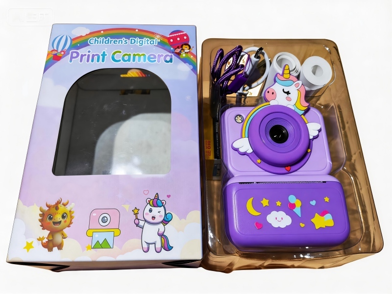 DLC Kids Instant Print Camera 4800W Dual Camera 1080P Video One Click Photo Printing Anti Glare Screen CMOS MP3 Filter