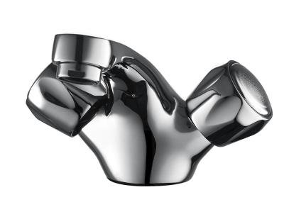 Mixer de bacia polida de latão de cromo cerâmico monobloco de duas alças T8063W