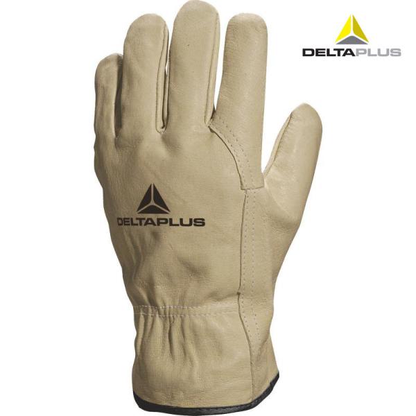 Deltaplus Guantes de trabajo de protección de manos de cuero de vaca para hombres y mujeres Conducción y manipulación