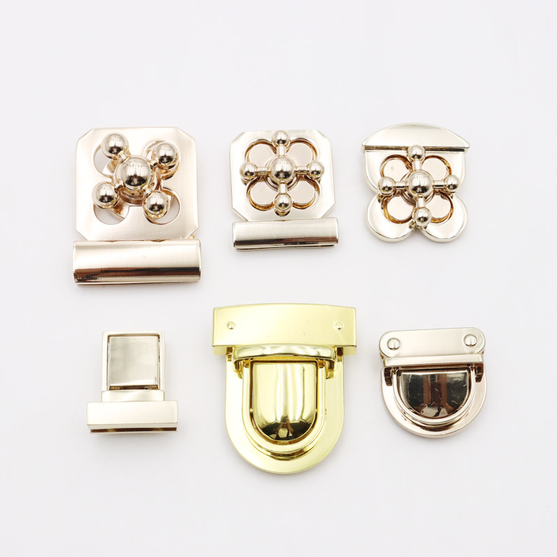 Zinc Alloy Metal Bag Closure Shiny Gold Purse Latch Closure Luggage Hardware