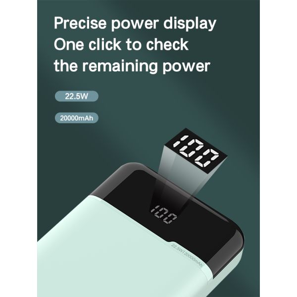 LCD Digital Display Portable Power Bank Fast Charging with Built in 4 Cables 20000mah