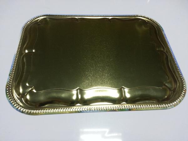 Esquadre bandejas impressas do serviço da lata para o bolo/fruto/café, 415x310x15hmm