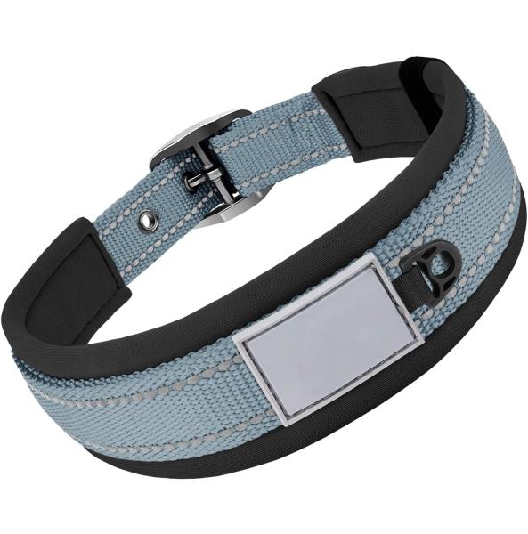 Adjustable Nylon Neoprene Padded Dog Collars Reflective Soft Design Comfortable Durable