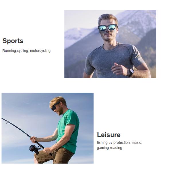 IPX4 Water Resistance Intelligent Polarized Sunglasses Black Frame Gray Lenses