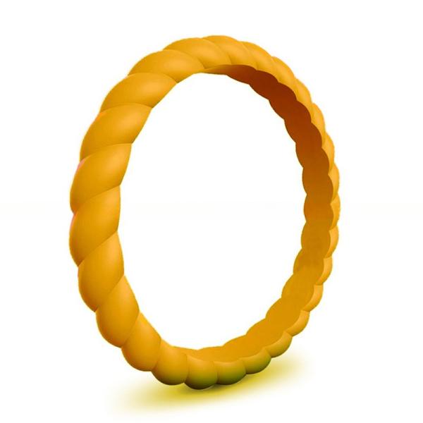 3mm Thin Braided Wedding Silicone Ring Thin Stackable for Women