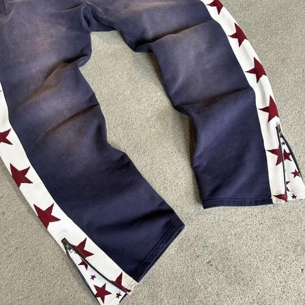 Custom Men's Streetwear Anti-Static Sweatpants in Baggy Flared Style with Side Stripe