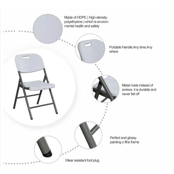 Customized Color 88*45*50cm Blow Moulded Plastic Folding Chair for Events
