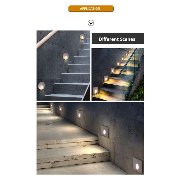 2W LED Recessed Light DC24V Step Lights Warm White IP65 Waterproof Wall Light Staircase With Plastic Mounting