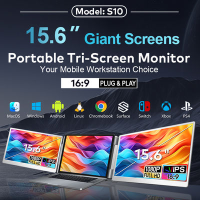 S10 IPS Computer Portable Monitor 15.6 Inch 1080P Plug & Play Extend PC Screen
