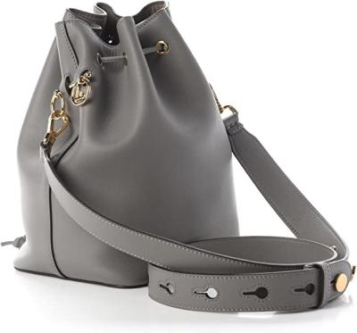 Grey Fendi Mon Tresor Bag 8BT298 Calfskin Leather Bucket Bag