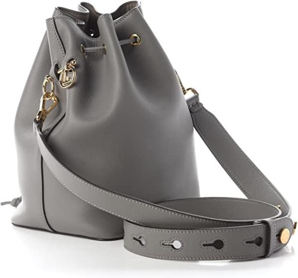 Grey Fendi Mon Tresor Bag 8BT298 Calfskin Leather Bucket Bag