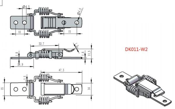 DK011G2 Stainless Steel Spring Claw Toggle Latch With Safety Hook