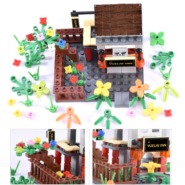 136pcs colorful city architecture model street store plant house inn building blocks