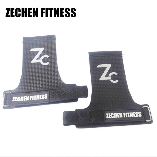 Black Pull Up Hand Grips Fingerless Palm Guards Crossfit Carbon Leather Hand