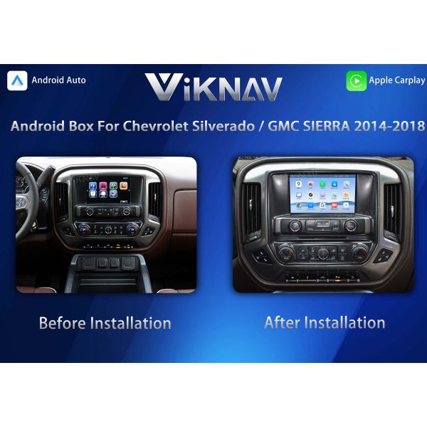 Viknav Upgrade Android Box For Chevrolet Silverado / GMC SIERRA 2014-2018 Wireless Carplay Touch Screen GPS Navigation Multimedia player Auto Stereo Head Unit( OEM 8 Inch)