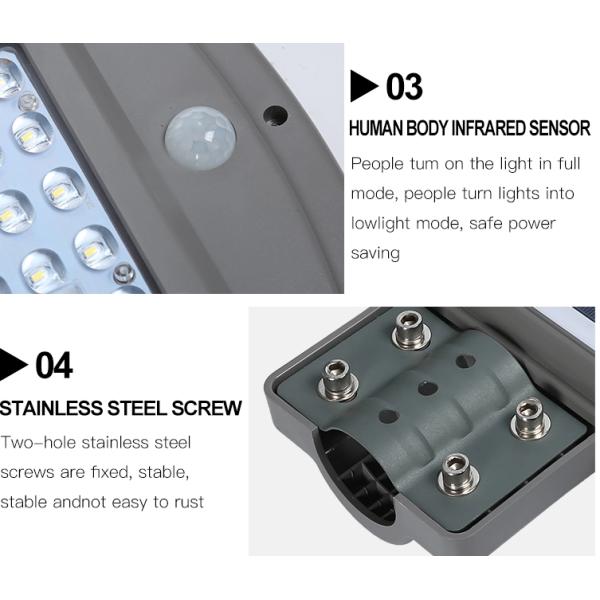 Integrated 40W Outdoor LED Solar Street Light Casting Heatsink + GLASS Material