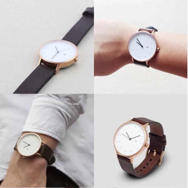 Sanded Rose Gold Leather Wrist Watch Quartz Movement With CE SGS Standard