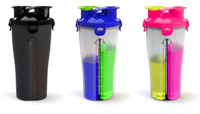 dual shaker/Bpa Free 2015 Twin pack Dual plastic personalized protein shaker bottle Cup