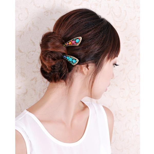 Retro simple fresh water droplets sided diamond hairpin hairpin national wind classical