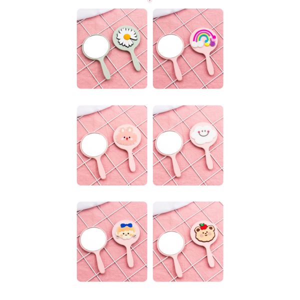 Makeup Cosmetic Mirror for Promotional Gift Korean Japanese Ins Cute Style Hand Cosmetic Mirror, Portable Travel Makeup Mirror