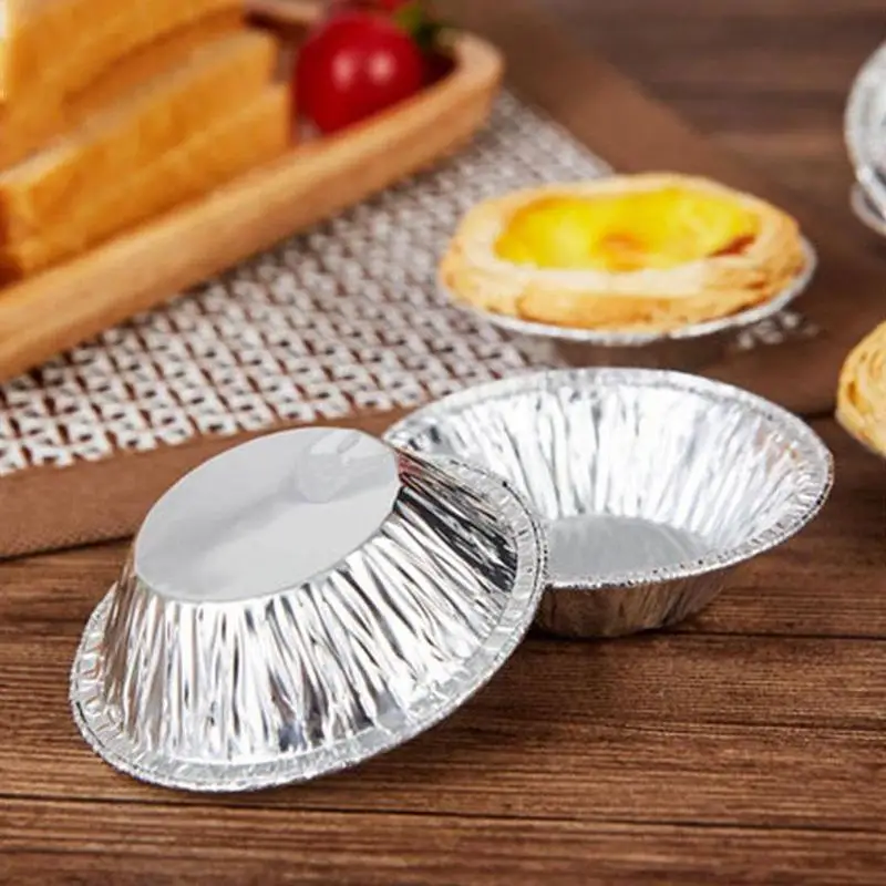 100pcs Disposable Aluminum Foil Tart Pan Mini Pot Plate Tin Pie Bake Tray Of Suitable