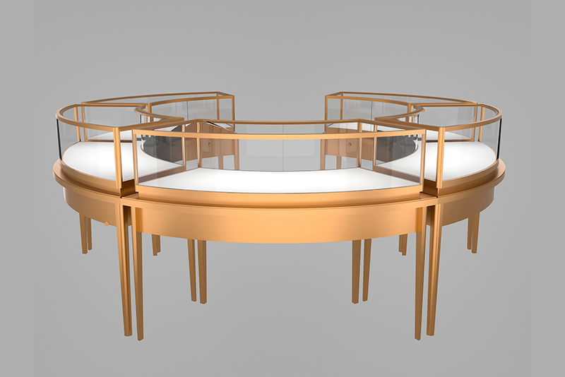 Modular Jewellery Display Counter Showcase 360 Viewing Dustproof Glass