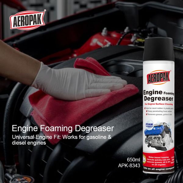 Aeropak 650ml Aerosol Foaming Engine Cleaner Spray Quick Removal Heavy Oil Stains Old Engine Unscented 3-Year Expiration