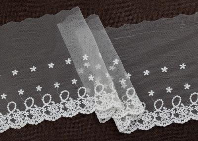 Floral Embroidery Nylon Lace Trim With Cotton Fiber For Bridal Dress Ribbon