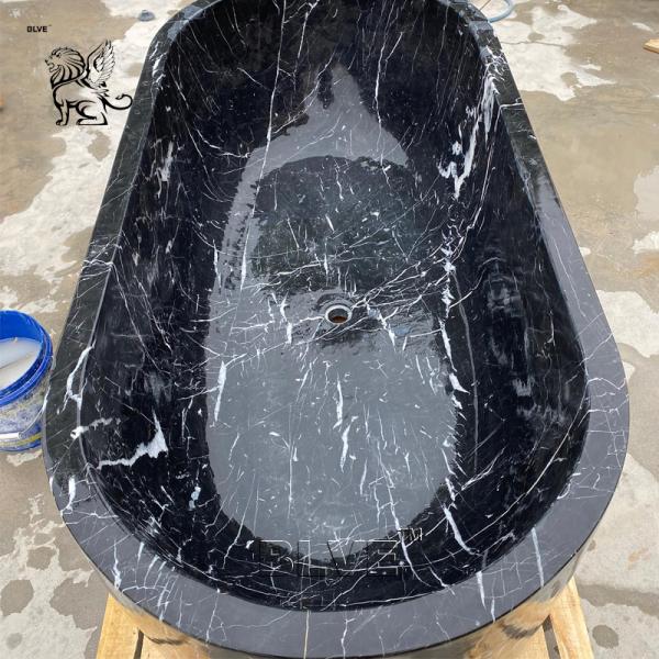 Black Stone Marble Bathtub Freestanding Home Bath Tubs Nero Marquina Hotel Shower Room Bathroom Design