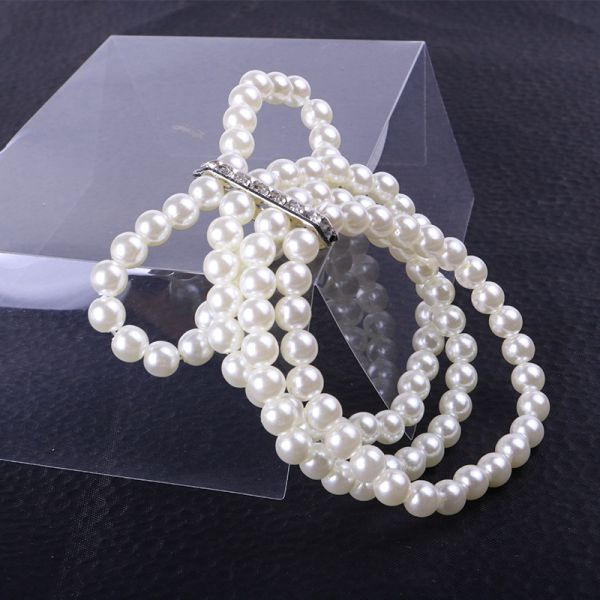 2025 Fashion Multilayer Pearl Jewelry Bracelet Pearl Sliver Plating Stainless Steel Gift Party Bangle