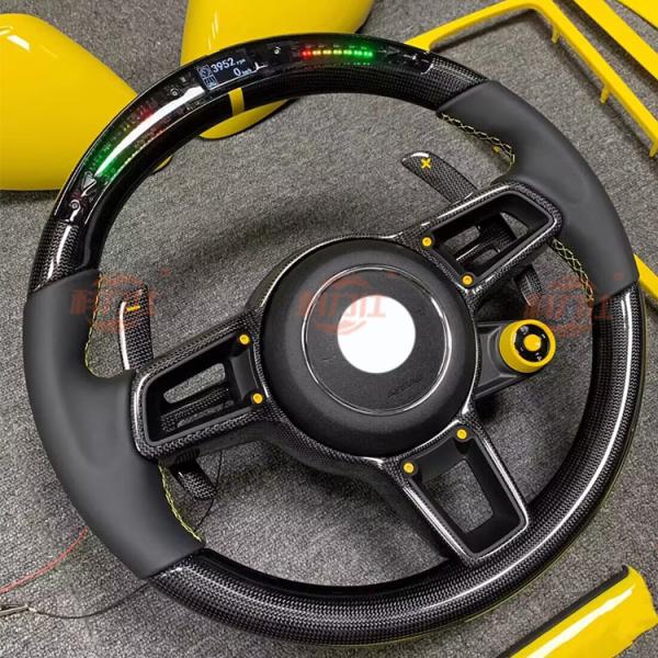 P-o-rsche 911/922 P-anamera Cayenne 718 Macan Leather Carbon Fiber Steering Wheel