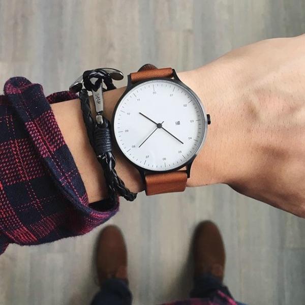 Minimalist Brown Leather Band Watch , Mens Designer Watches Brown Leather Strap