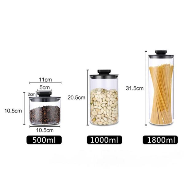 Kitchen Decorative Bean Borosilicate Glass Jars 500ml 1000ml 1800ml
