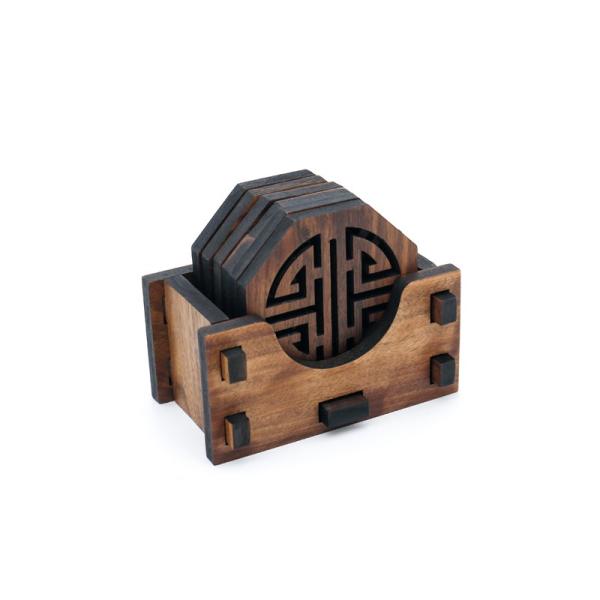 Polished Home Decor Walnut Wood Coasters Wood Drink Coasters With Holder