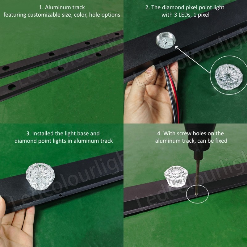 40mm LED Pixel Point Light Aluminum Track Decor RGB Pixel Light