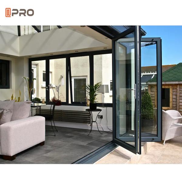 Waterproof Aluminium Folding Doors Thermal Break Bifold Exterior Patio Accordion Door